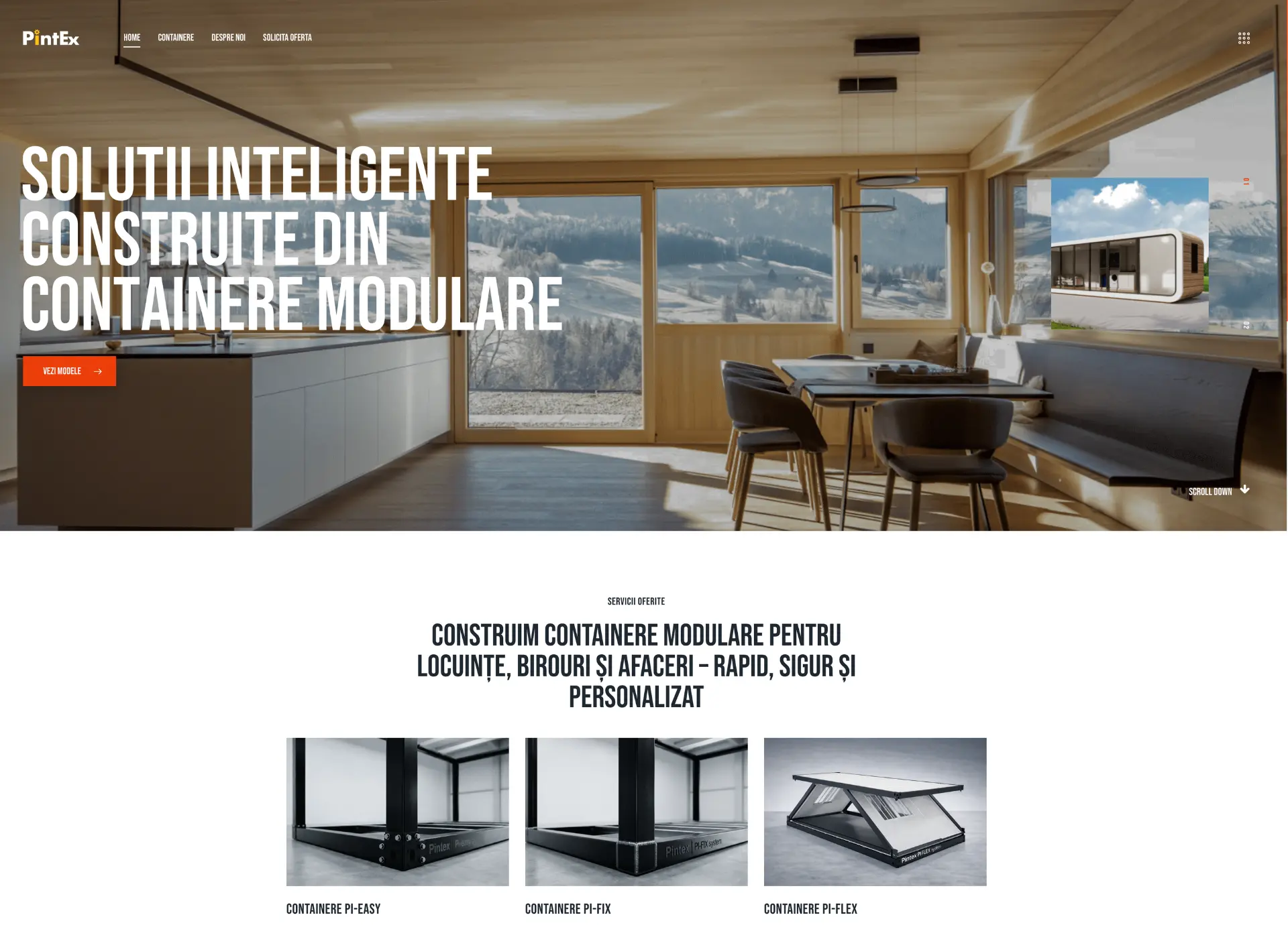 Website Pintex Solutions – soluții modulare B2B