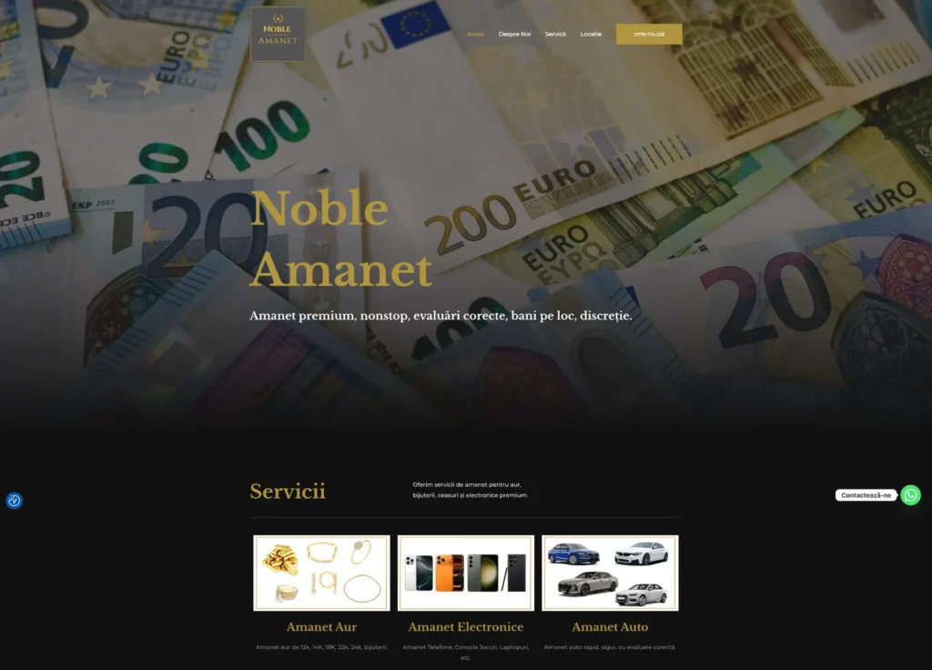 Website de prezentare Noble Amanet