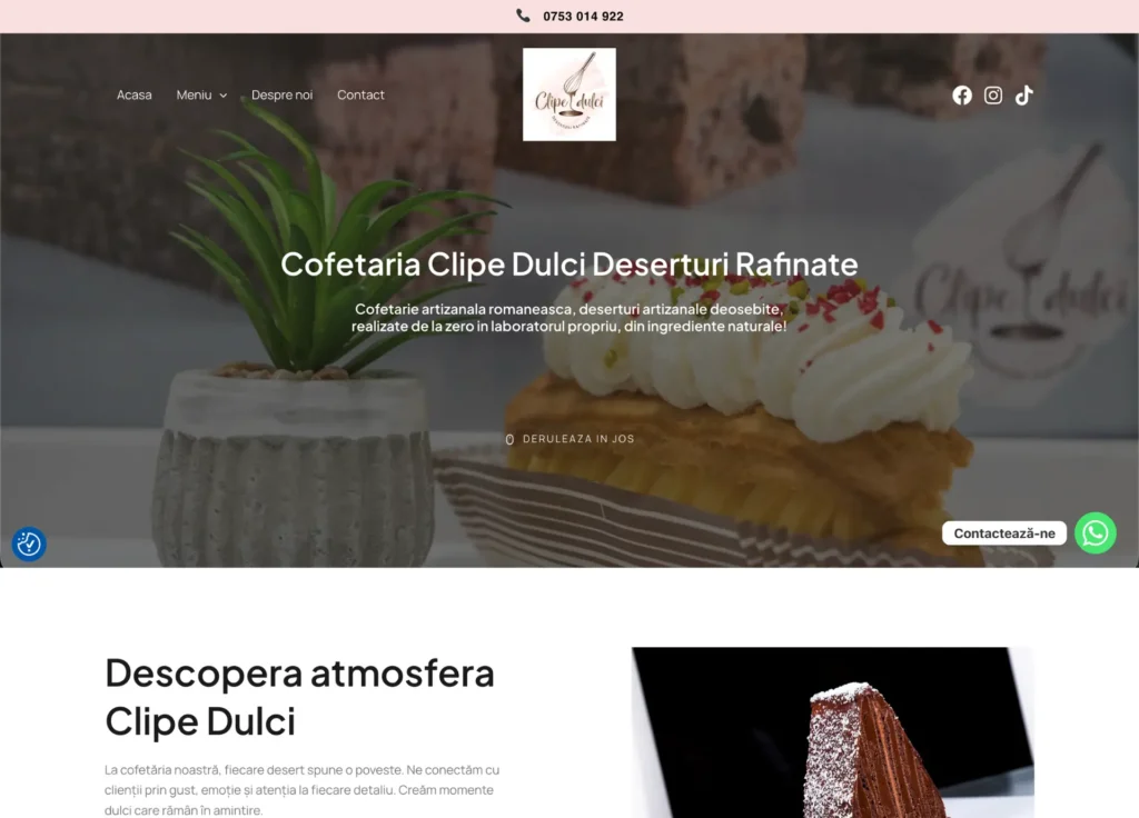 Website de prezentare cofetărie Clipe Dulci