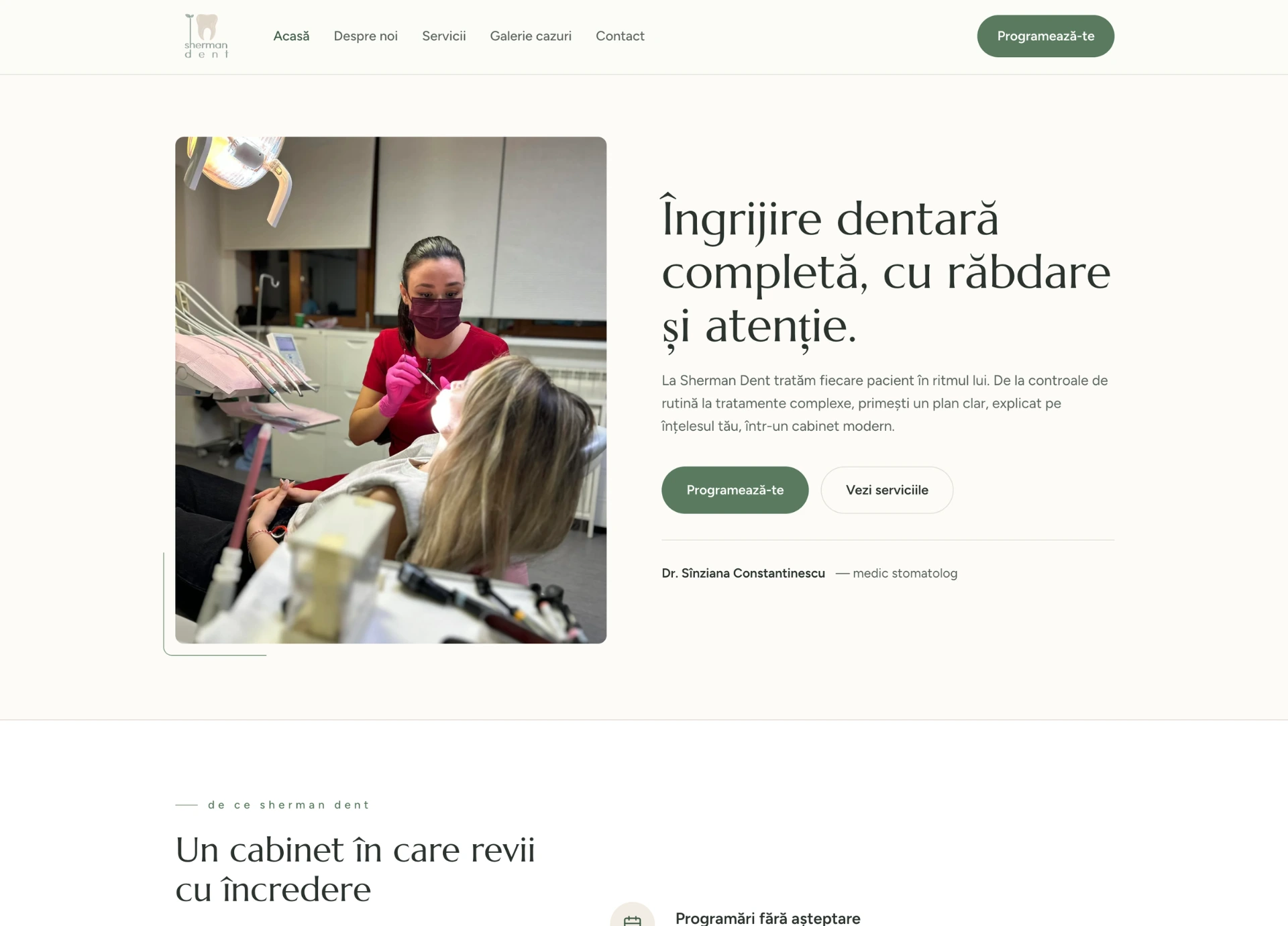 Creare website cabinet stomatologic – Sherman Dent, servicii și cazuri clinice
