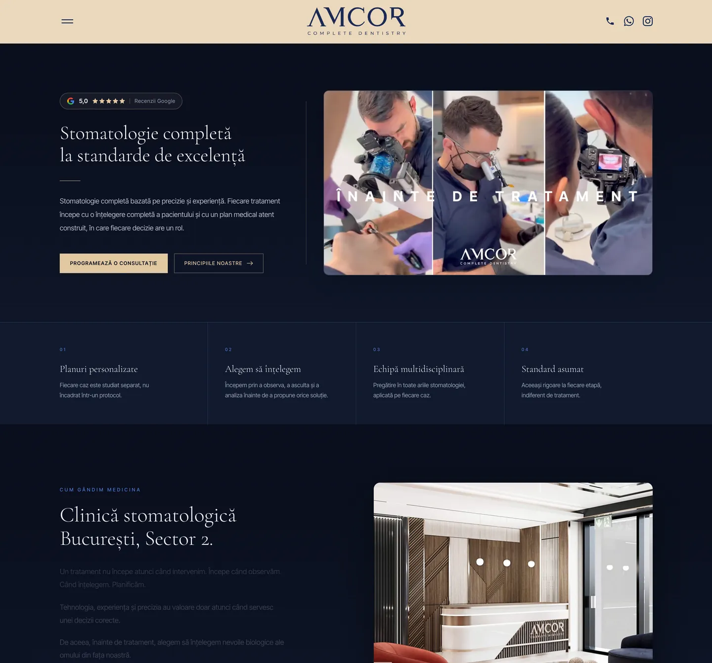 Site-ul clinicii AMCOR pe calculator