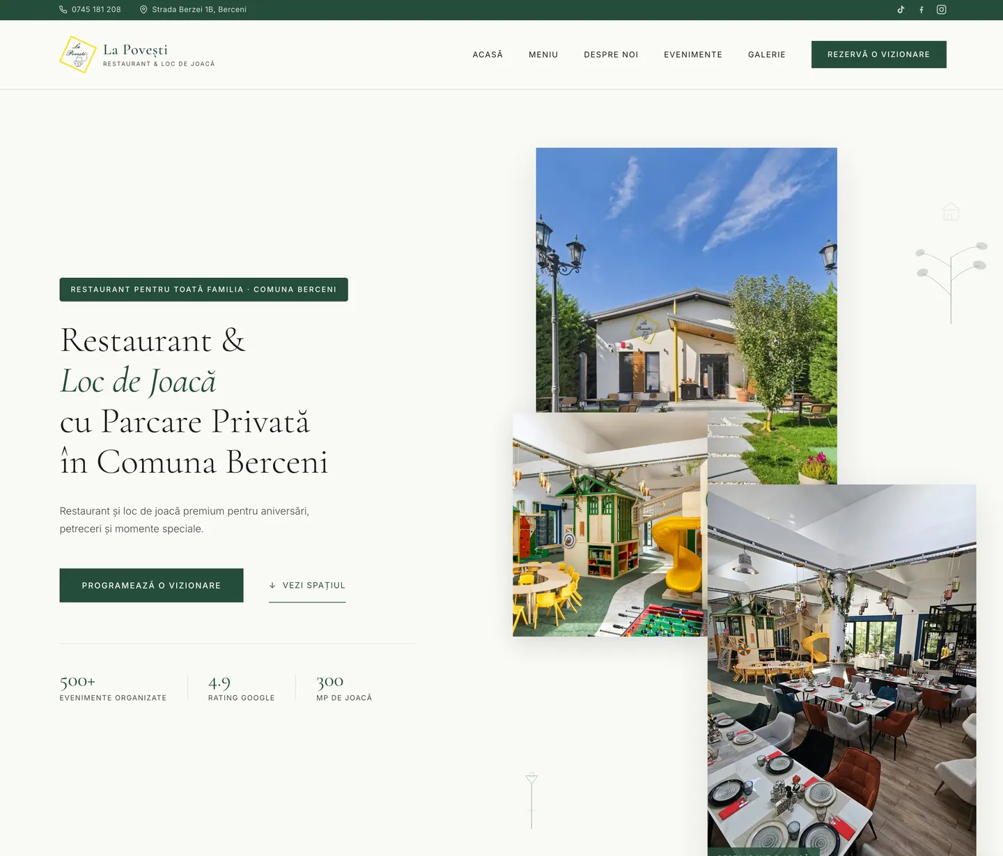 Site-ul restaurantului La Povești pe calculator