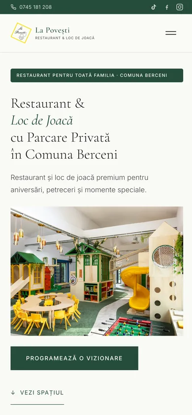 Site-ul restaurantului La Povești pe telefon